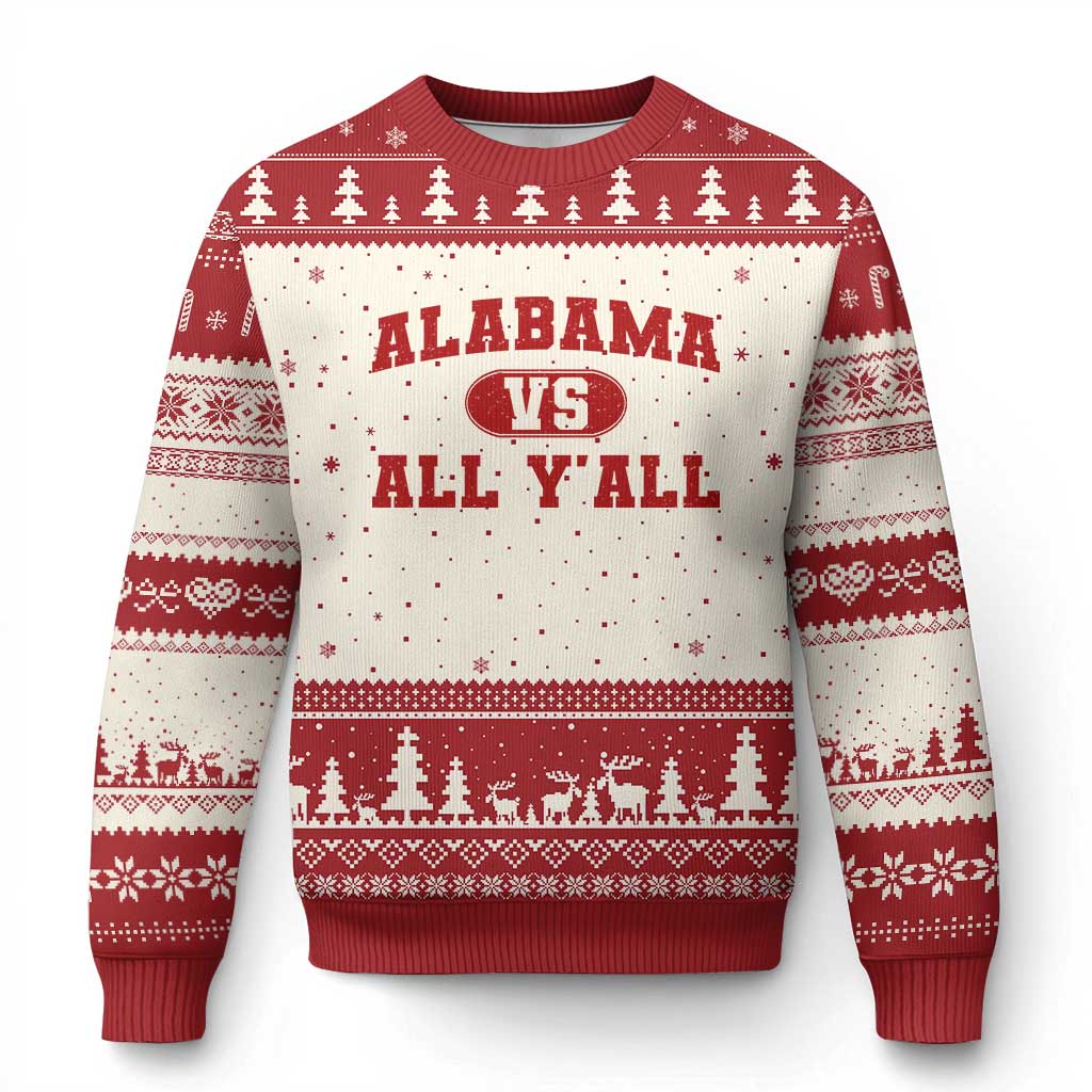 Alabama Fan Ugly Christmas Sweater Vintage Sports Design Red Design Game Day - Print Your Wear