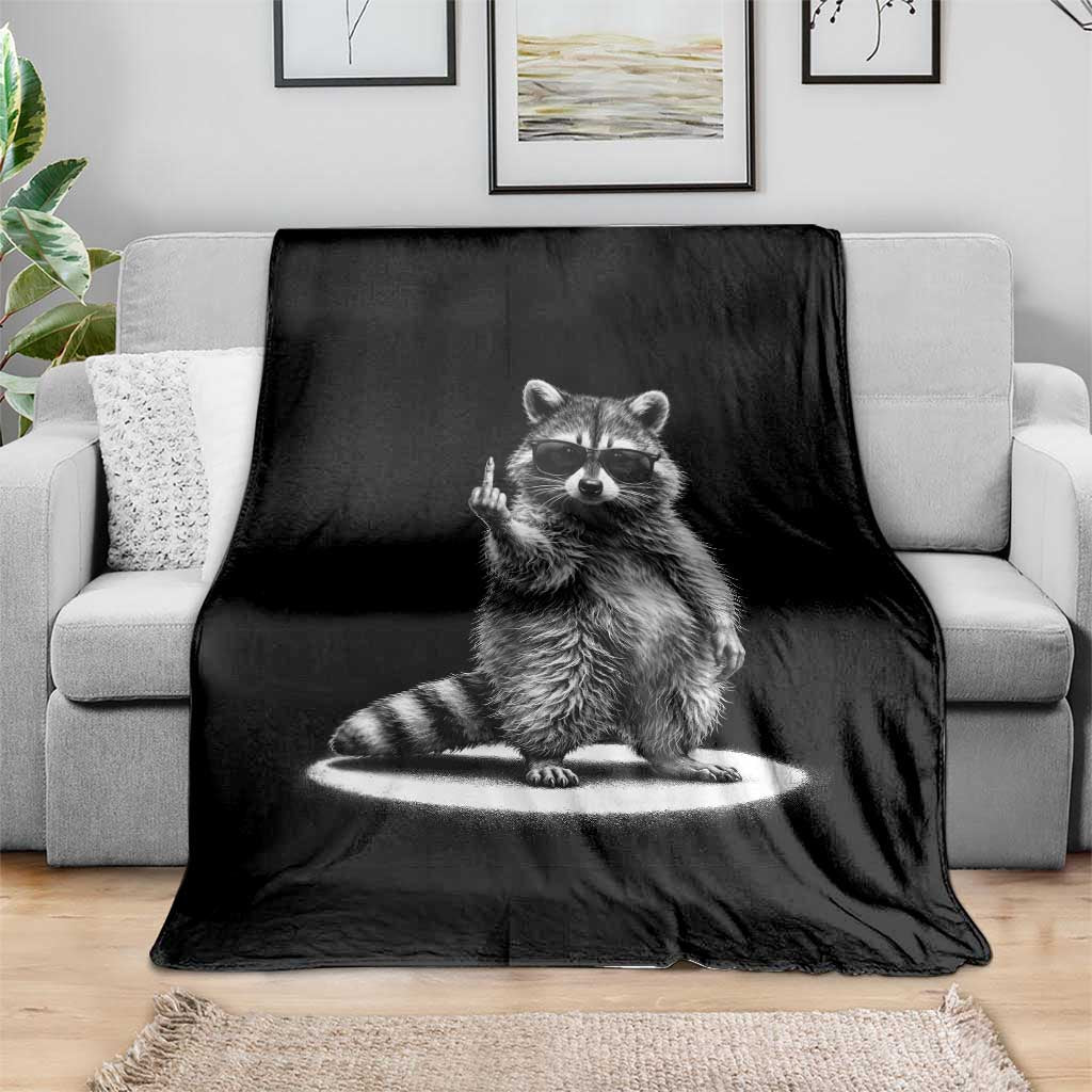 Raccoon Meme Throw Blanket Middle Finger Trash Panda Sarcastic Humor TS10 Print Your Wear