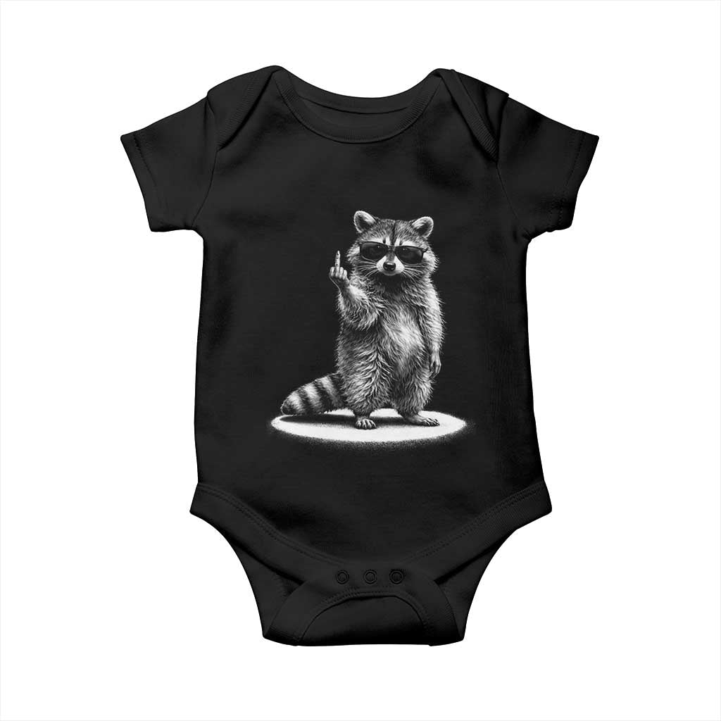 Raccoon Meme Baby Onesie Middle Finger Trash Panda Sarcastic Humor TS10 Black Print Your Wear