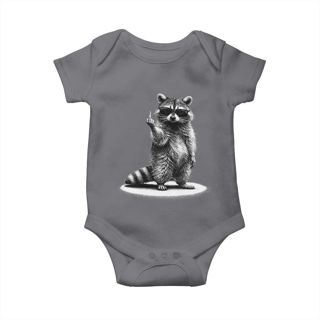 Raccoon Meme Baby Onesie Middle Finger Trash Panda Sarcastic Humor TS10 Charcoal Print Your Wear
