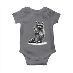 Raccoon Meme Baby Onesie Middle Finger Trash Panda Sarcastic Humor TS10 Charcoal Print Your Wear