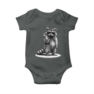 Raccoon Meme Baby Onesie Middle Finger Trash Panda Sarcastic Humor TS10 Dark Heather Print Your Wear