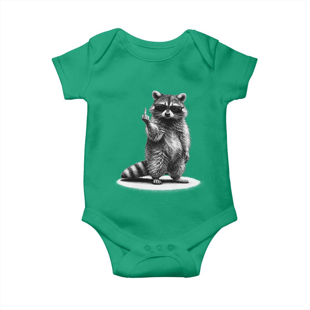 Raccoon Meme Baby Onesie Middle Finger Trash Panda Sarcastic Humor TS10 Irish Green Print Your Wear