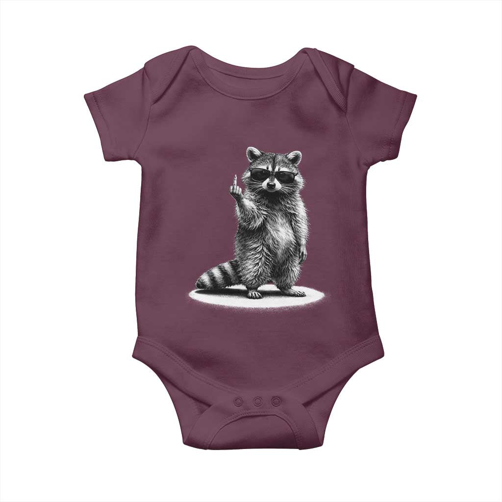Raccoon Meme Baby Onesie Middle Finger Trash Panda Sarcastic Humor TS10 Maroon Print Your Wear