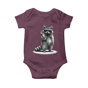 Raccoon Meme Baby Onesie Middle Finger Trash Panda Sarcastic Humor TS10 Maroon Print Your Wear