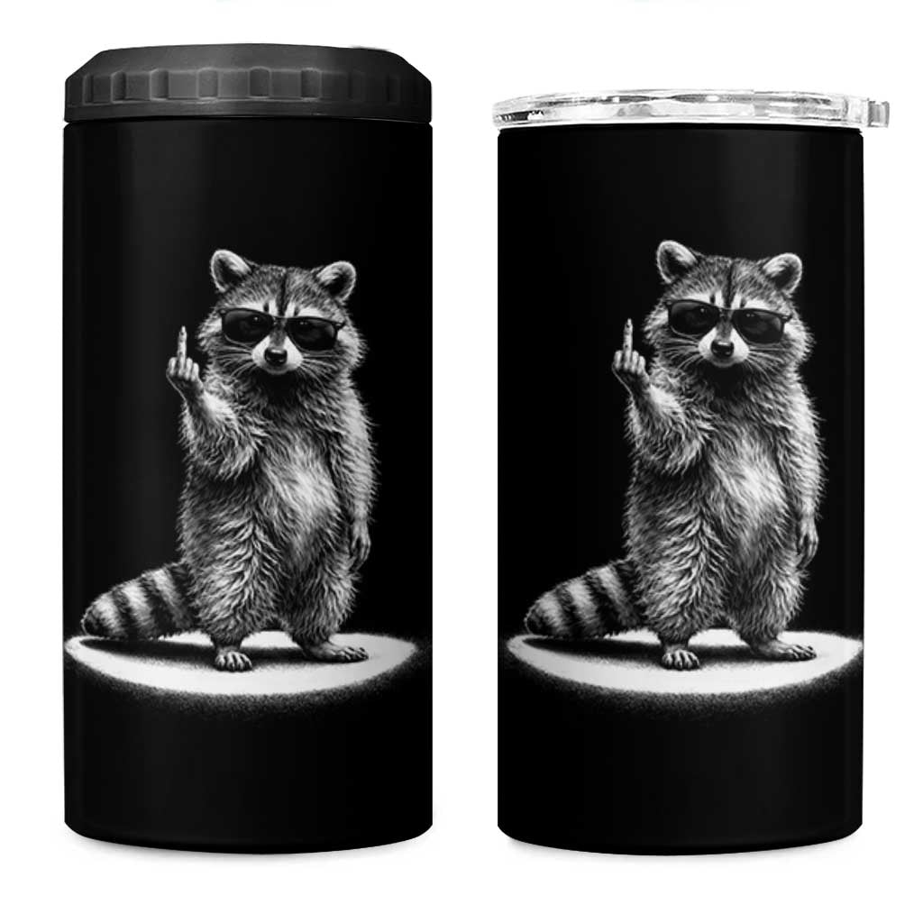 Raccoon Meme 4 in 1 Can Cooler Tumbler Middle Finger Trash Panda Sarcastic Humor TS10 One Size: 16 oz Black Print Your Wear