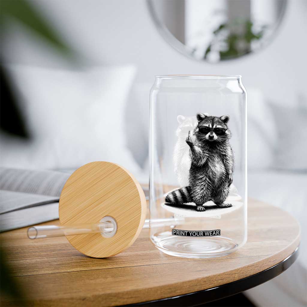 Raccoon Meme Glass Can Middle Finger Trash Panda Sarcastic Humor TS10 Print Your Wear