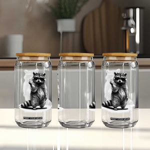 Raccoon Meme Glass Can Middle Finger Trash Panda Sarcastic Humor TS10 Print Your Wear