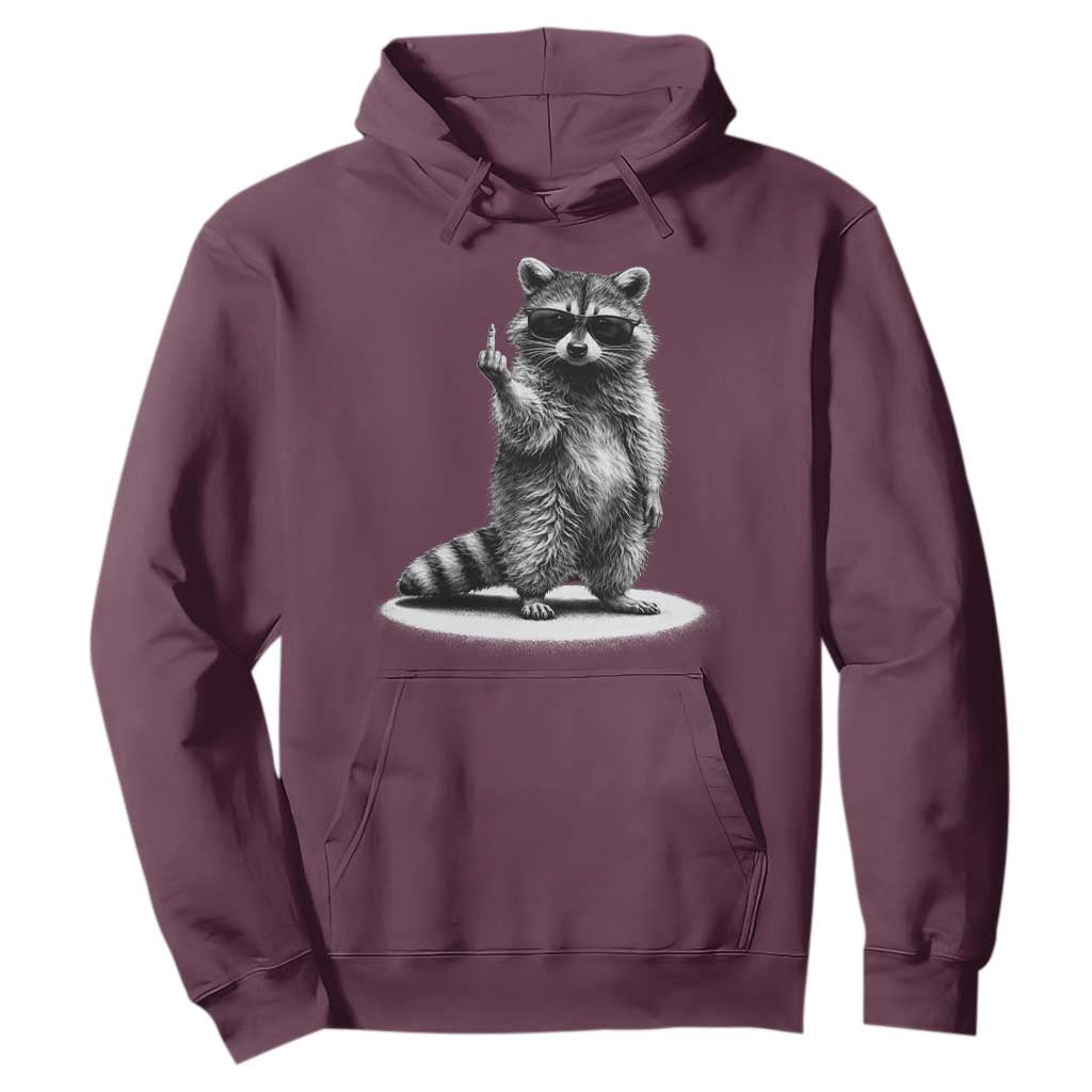 Raccoon Meme Hoodie Middle Finger Trash Panda Sarcastic Humor TS10 Maroon Print Your Wear