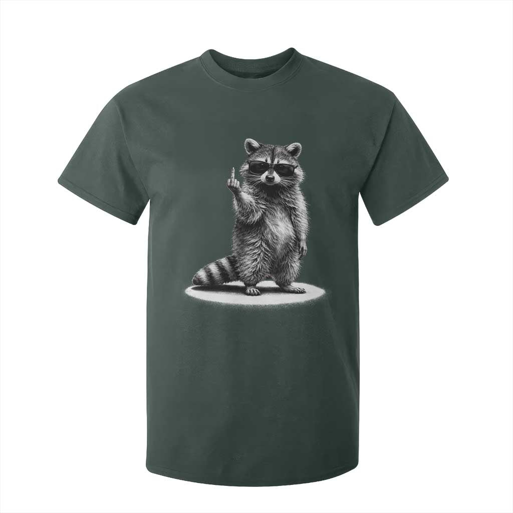 Raccoon Meme T Shirt For Kid Middle Finger Trash Panda Sarcastic Humor TS10 Dark Forest Green Print Your Wear