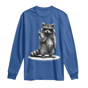 Raccoon Meme Long Sleeve Shirt Middle Finger Trash Panda Sarcastic Humor TS10 Royal Blue Print Your Wear