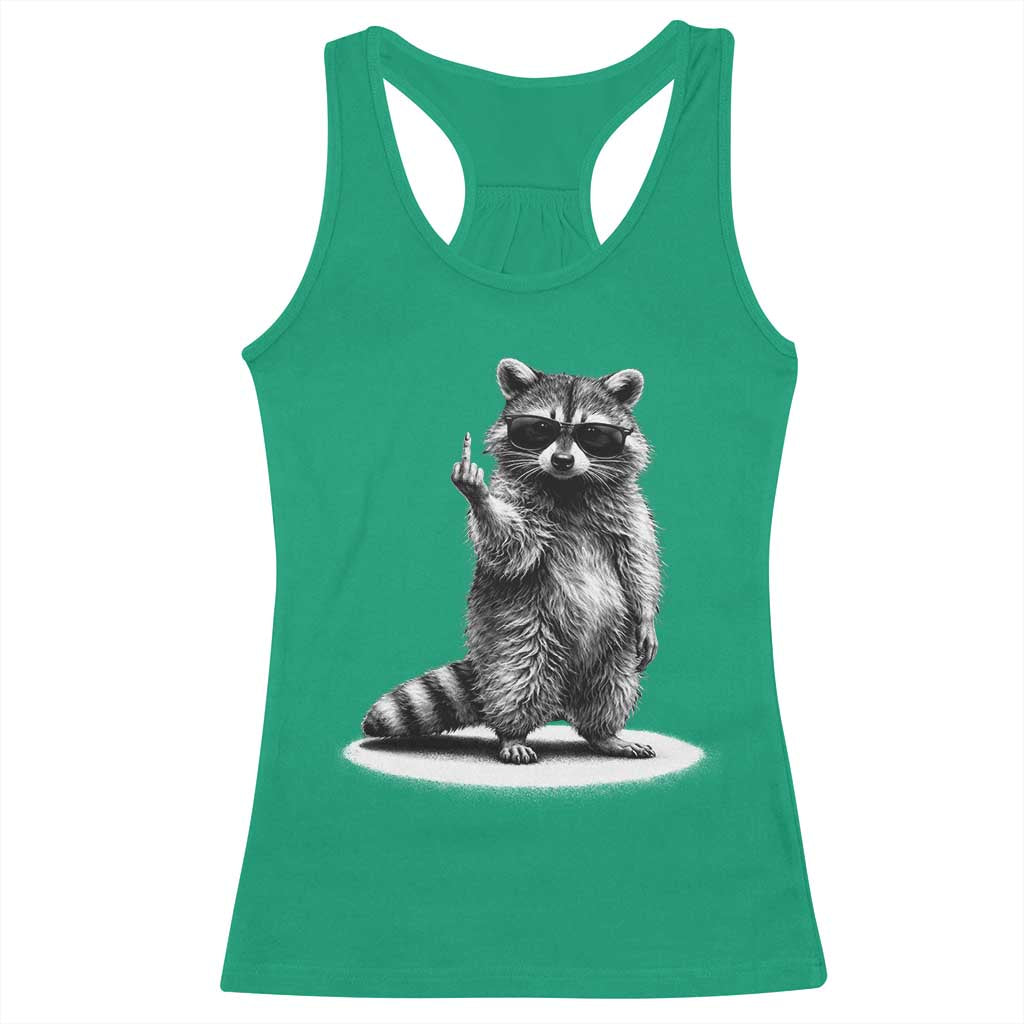 Raccoon Meme Racerback Tank Top Middle Finger Trash Panda Sarcastic Humor TS10 Irish Green Print Your Wear