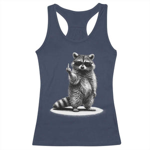Raccoon Meme Racerback Tank Top Middle Finger Trash Panda Sarcastic Humor TS10 Navy Print Your Wear