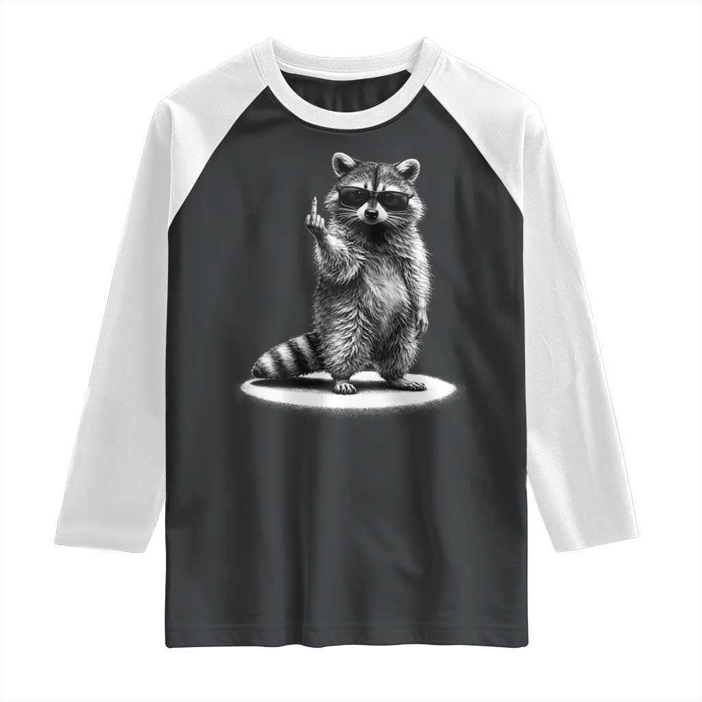 Raccoon Meme Raglan Shirt Middle Finger Trash Panda Sarcastic Humor TS10 Black White Print Your Wear