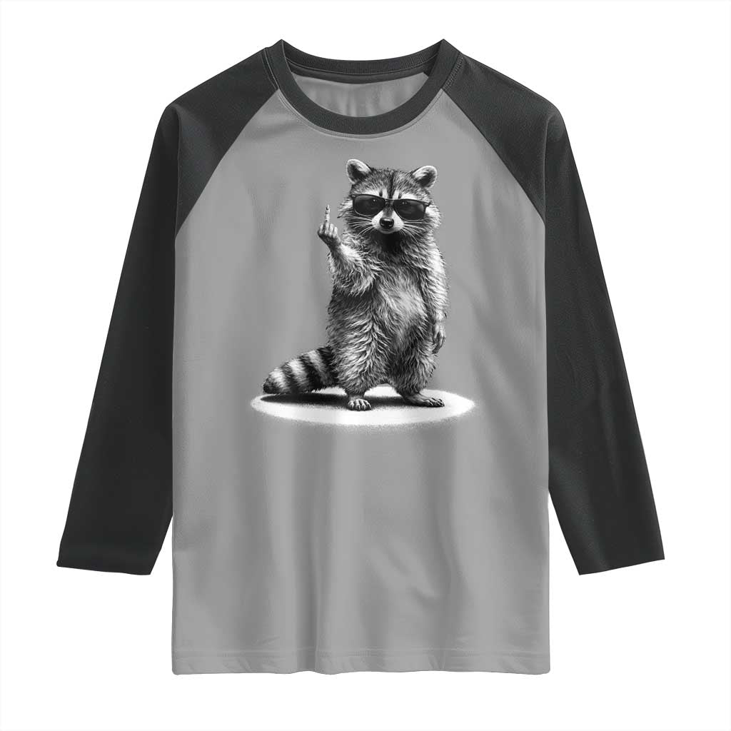 Raccoon Meme Raglan Shirt Middle Finger Trash Panda Sarcastic Humor TS10 Sport Gray Black Print Your Wear