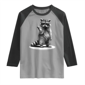 Raccoon Meme Raglan Shirt Middle Finger Trash Panda Sarcastic Humor TS10 Sport Gray Black Print Your Wear