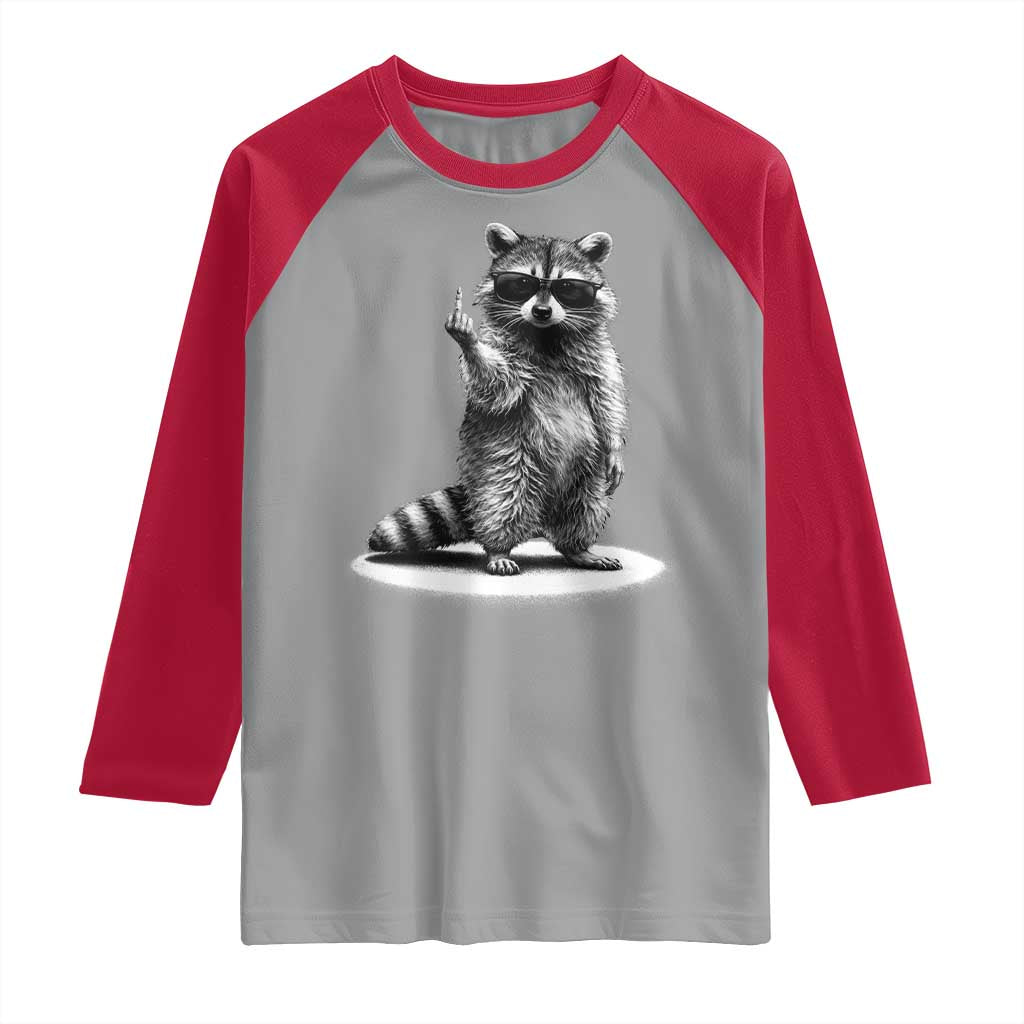 Raccoon Meme Raglan Shirt Middle Finger Trash Panda Sarcastic Humor TS10 Sport Gray Red Print Your Wear