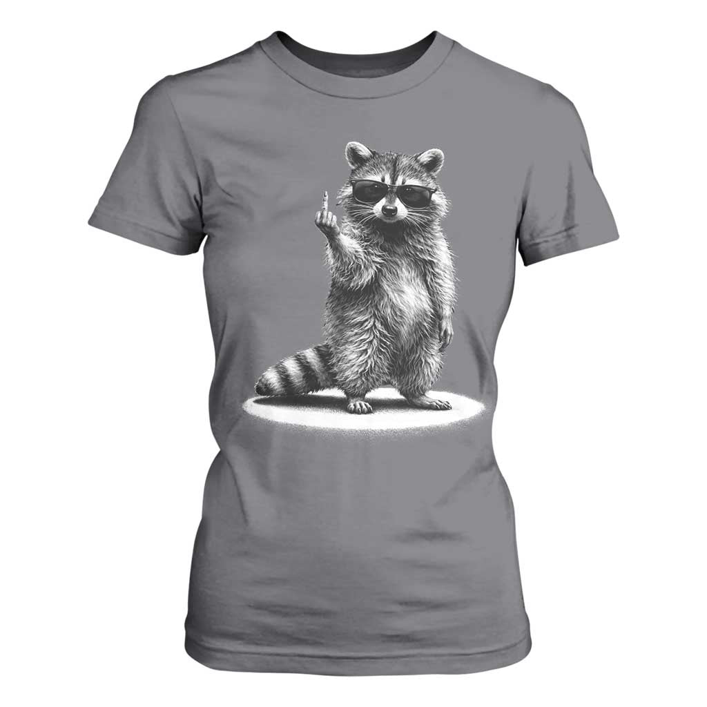 Raccoon Meme T Shirt For Women Middle Finger Trash Panda Sarcastic Humor TS10 Charcoal Print Your Wear