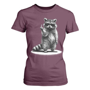 Raccoon Meme T Shirt For Women Middle Finger Trash Panda Sarcastic Humor TS10 Maroon Print Your Wear