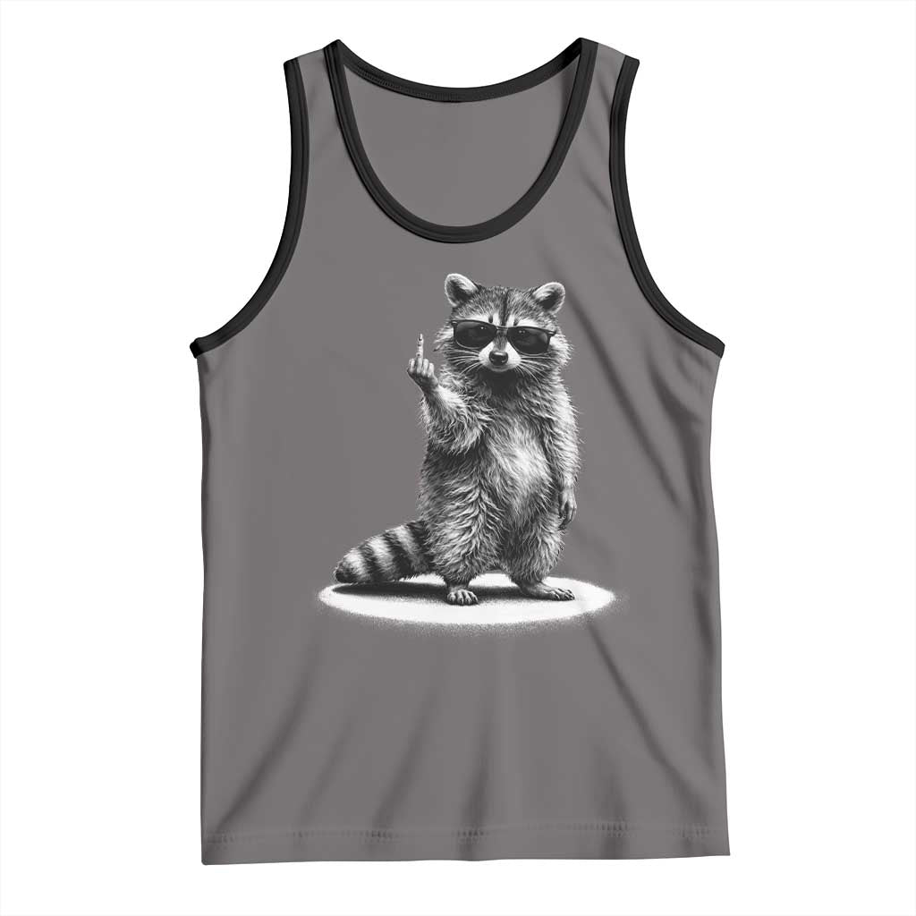 Raccoon Meme Tank Top Middle Finger Trash Panda Sarcastic Humor TS10 Deep Heather Black Print Your Wear