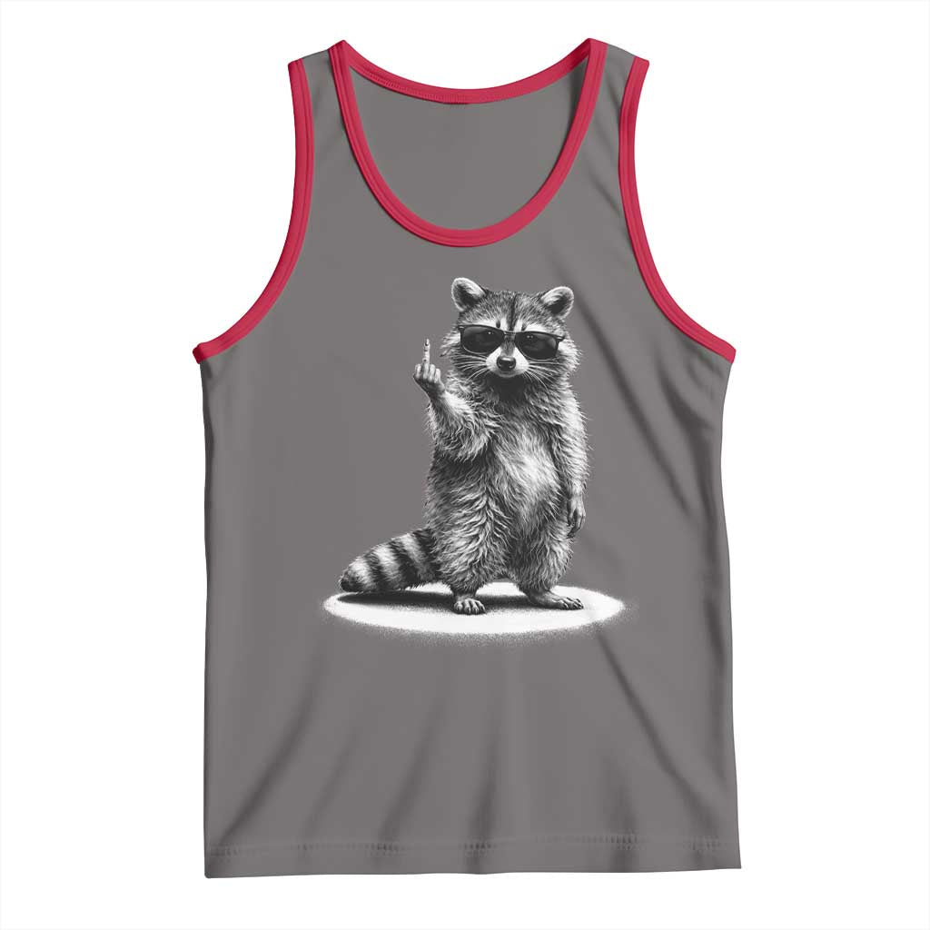 Raccoon Meme Tank Top Middle Finger Trash Panda Sarcastic Humor TS10 Deep Heather Red Print Your Wear