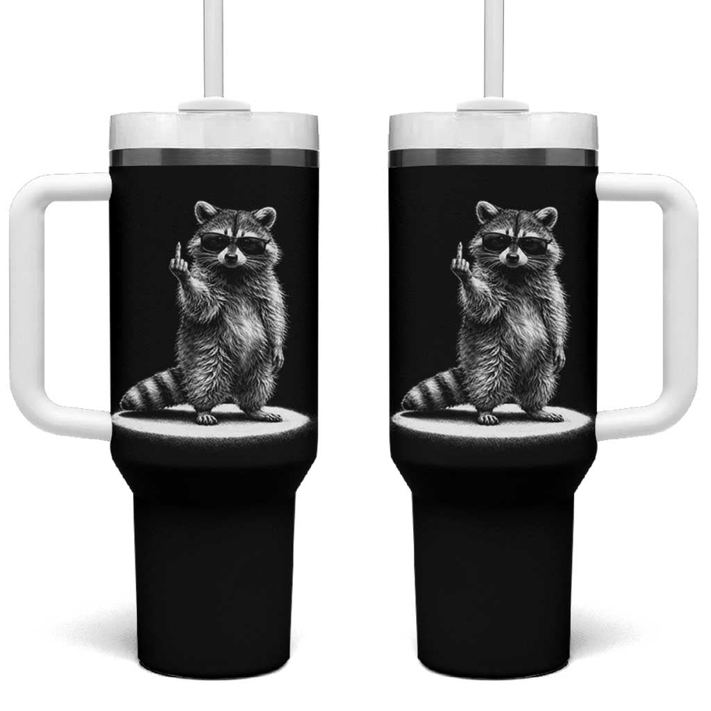 Raccoon Meme Tumbler With Handle Middle Finger Trash Panda Sarcastic Humor TS10 One Size: 40 oz Black Print Your Wear