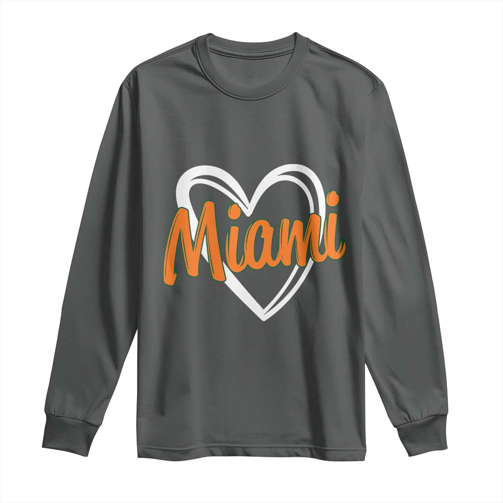 Vintage Miami Long Sleeve Shirt Classic Retro City Heart TS10 Dark Heather Print Your Wear
