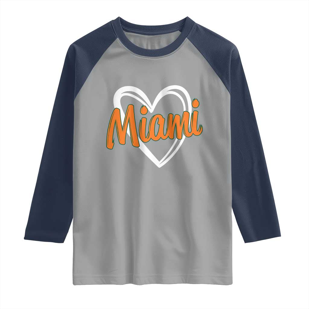 Vintage Miami Raglan Shirt Classic Retro City Heart TS10 Sport Gray Navy Print Your Wear