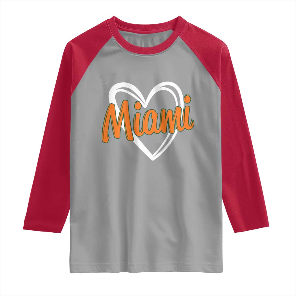 Vintage Miami Raglan Shirt Classic Retro City Heart TS10 Sport Gray Red Print Your Wear