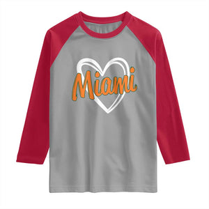 Vintage Miami Raglan Shirt Classic Retro City Heart TS10 Sport Gray Red Print Your Wear