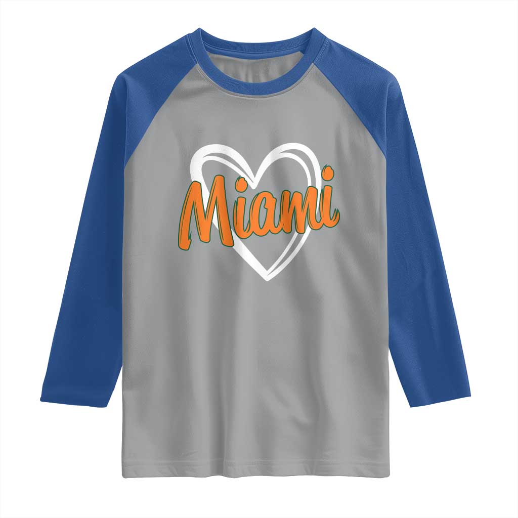 Vintage Miami Raglan Shirt Classic Retro City Heart TS10 Sport Gray Royal Print Your Wear