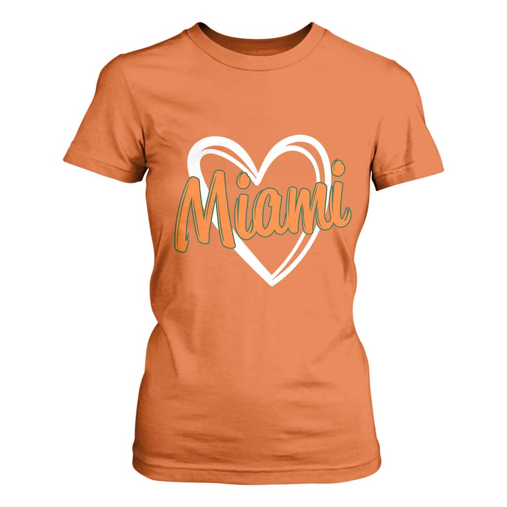 Vintage Miami T Shirt For Women Classic Retro City Heart TS10 Orange Print Your Wear