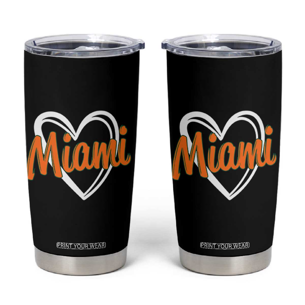 Vintage Miami Tumbler Cup Classic Retro City Heart TS10 Black Print Your Wear