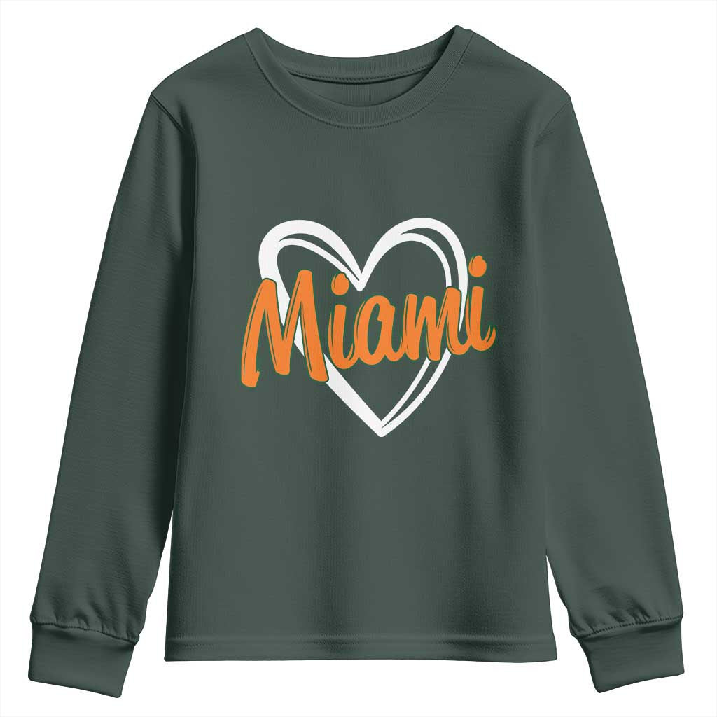 Vintage Miami Youth Sweatshirt Classic Retro City Heart TS10 Dark Forest Green Print Your Wear