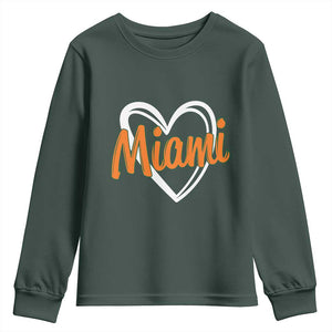 Vintage Miami Youth Sweatshirt Classic Retro City Heart TS10 Dark Forest Green Print Your Wear