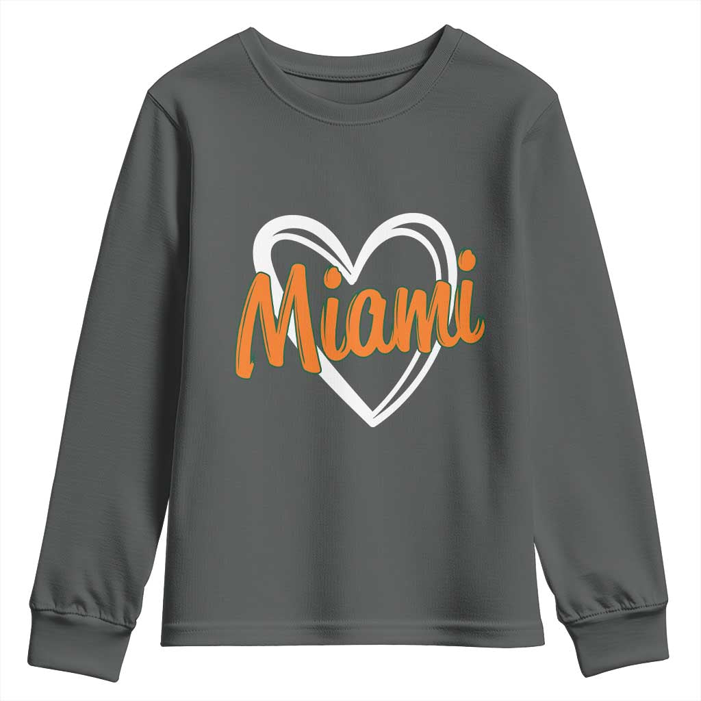 Vintage Miami Youth Sweatshirt Classic Retro City Heart TS10 Dark Heather Print Your Wear