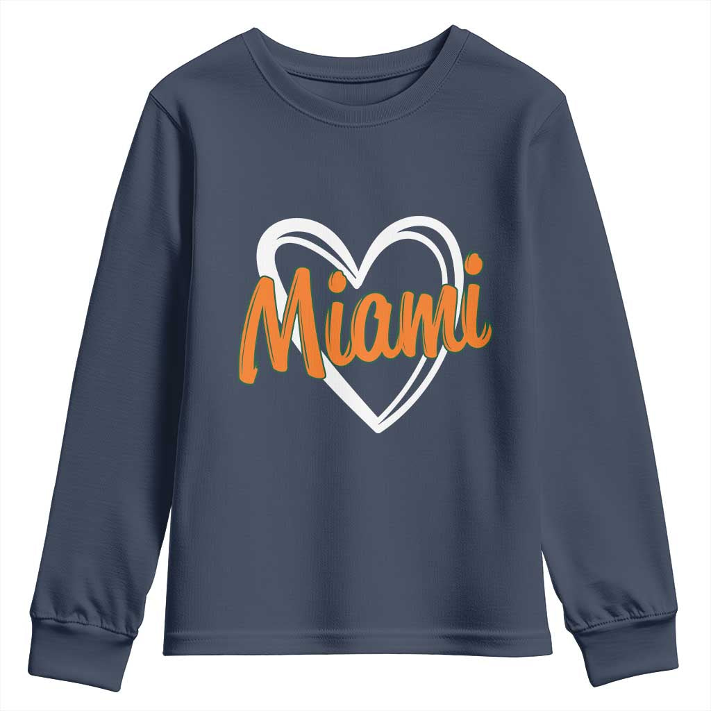 Vintage Miami Youth Sweatshirt Classic Retro City Heart TS10 Navy Print Your Wear
