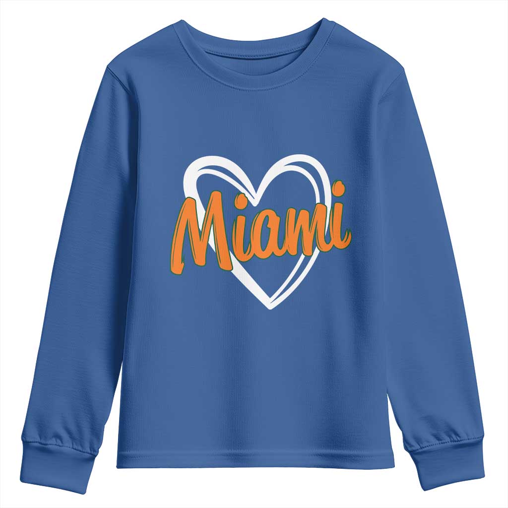 Vintage Miami Youth Sweatshirt Classic Retro City Heart TS10 Royal Blue Print Your Wear
