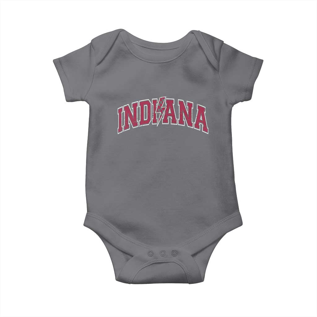 Indiana Baby Onesie Vintage Retro Varsity City Lightning Bolt Checkered TS10 Charcoal Print Your Wear