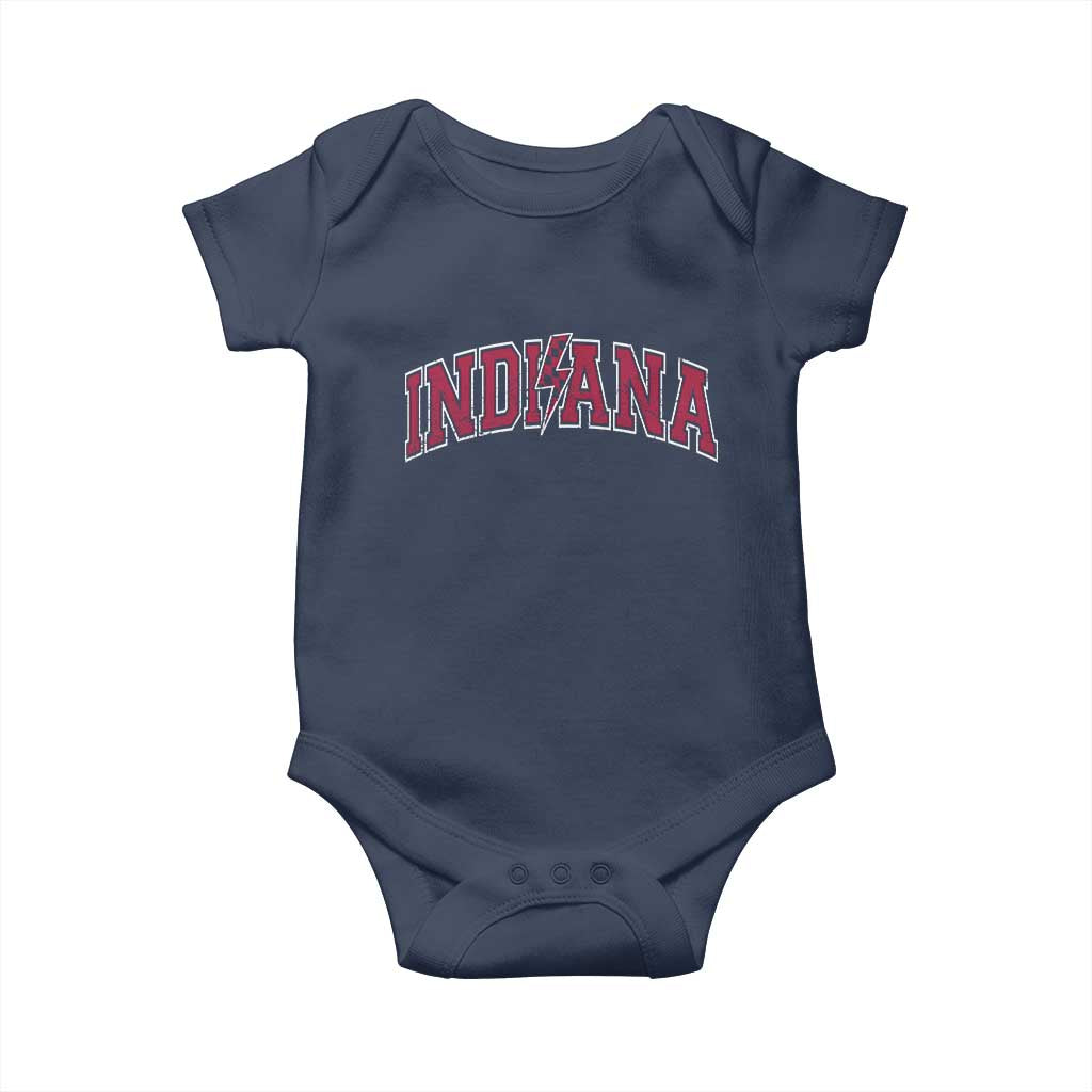 Indiana Baby Onesie Vintage Retro Varsity City Lightning Bolt Checkered TS10 Navy Print Your Wear