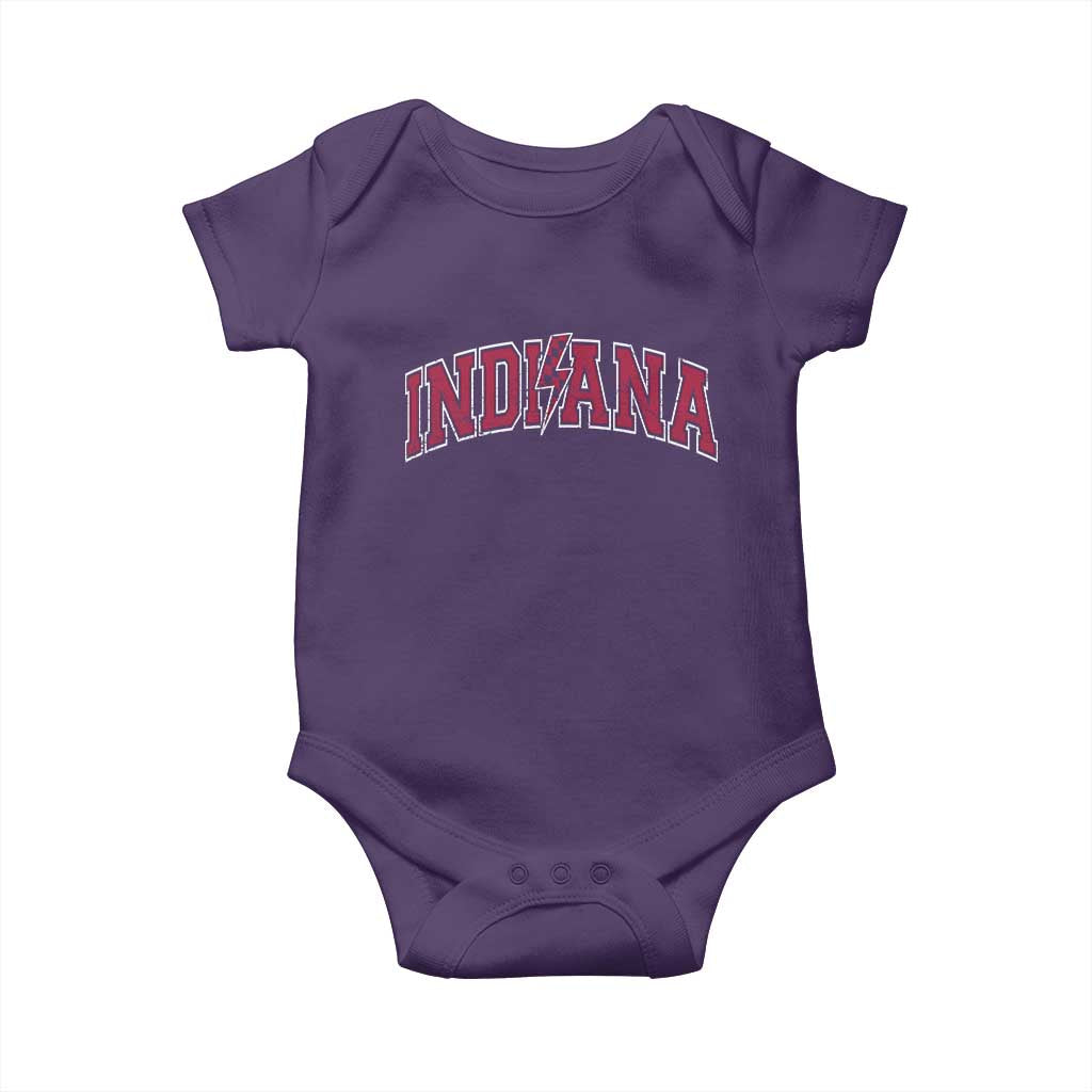 Indiana Baby Onesie Vintage Retro Varsity City Lightning Bolt Checkered TS10 Purple Print Your Wear