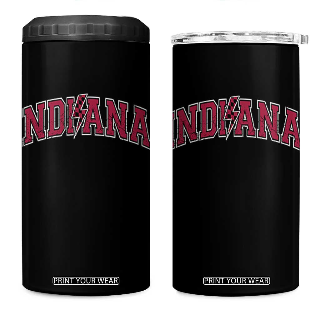 Indiana 4 in 1 Can Cooler Tumbler Vintage Retro Varsity City Lightning Bolt Checkered TS10 One Size: 16 oz Black Print Your Wear