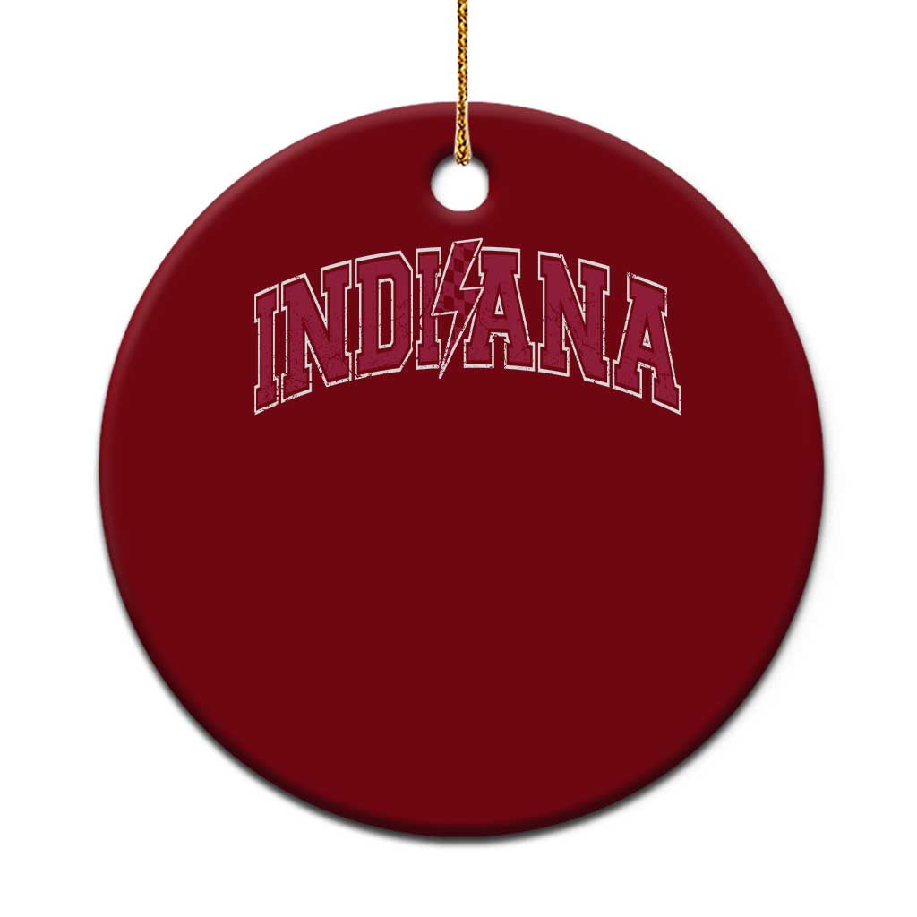 Indiana Ceramic Ornament Vintage Retro Varsity City Lightning Bolt Checkered TS10 1pc Red Print Your Wear