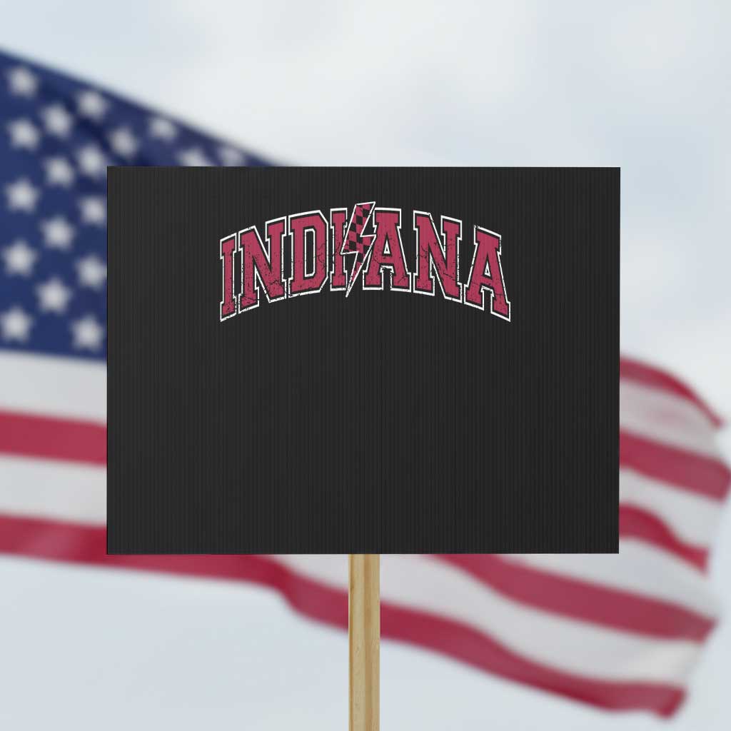 Indiana Protest Sign Vintage Retro Varsity City Lightning Bolt Checkered TS10 Horizontal 18