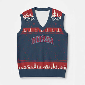 Indiana V-Neck Knit Sweater Vest Vintage Retro Varsity City Lightning Bolt Checkered TS10 Navy Red Print Your Wear