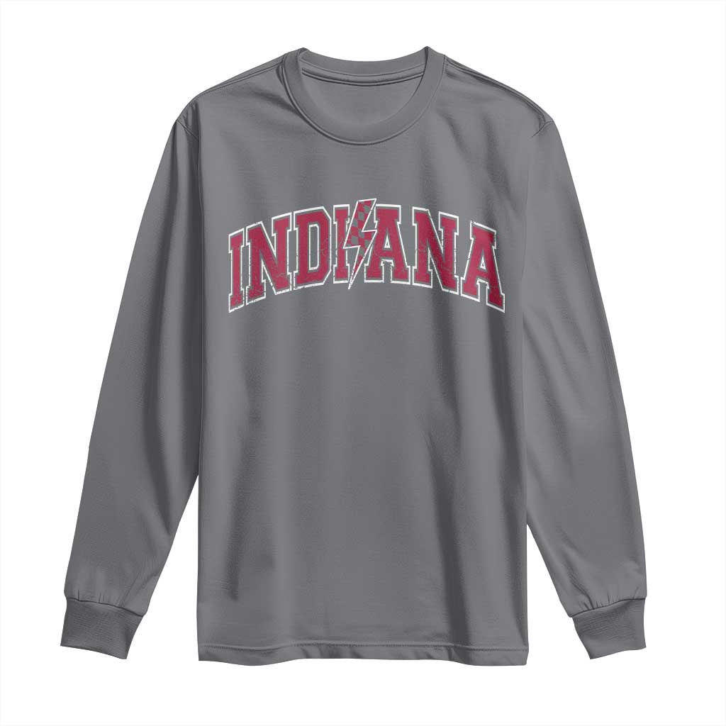 Indiana Long Sleeve Shirt Vintage Retro Varsity City Lightning Bolt Checkered TS10 Charcoal Print Your Wear