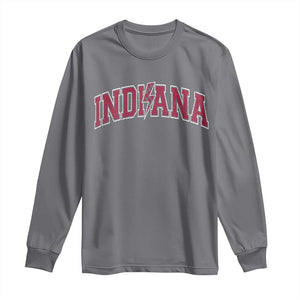 Indiana Long Sleeve Shirt Vintage Retro Varsity City Lightning Bolt Checkered TS10 Charcoal Print Your Wear