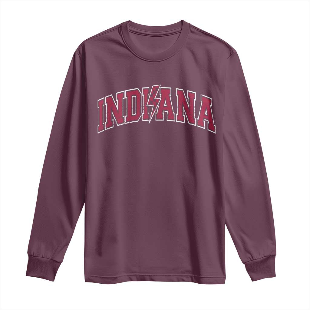 Indiana Long Sleeve Shirt Vintage Retro Varsity City Lightning Bolt Checkered TS10 Maroon Print Your Wear