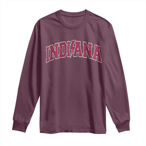 Indiana Long Sleeve Shirt Vintage Retro Varsity City Lightning Bolt Checkered TS10 Maroon Print Your Wear