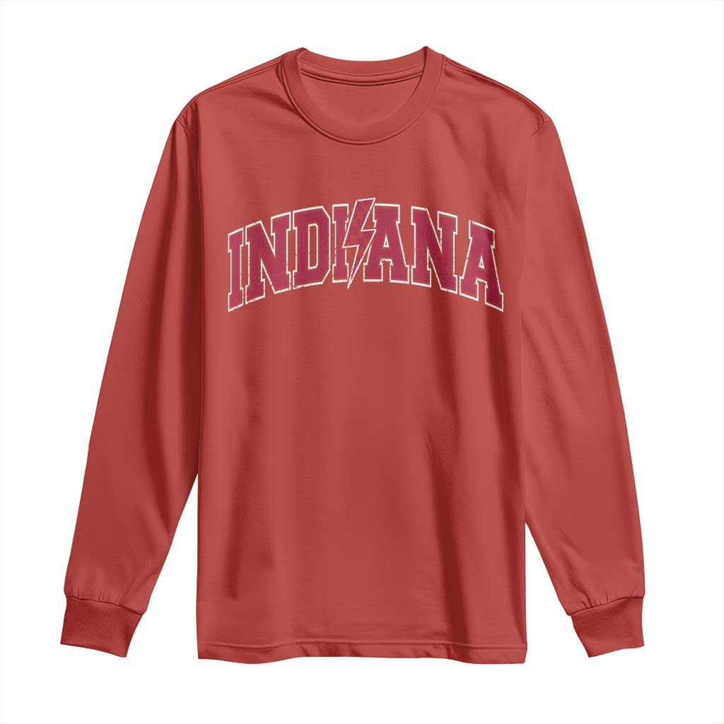 Indiana Long Sleeve Shirt Vintage Retro Varsity City Lightning Bolt Checkered TS10 Red Print Your Wear